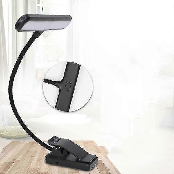 Klemmelampe, fleksibel leselampe, USB-oppladbar