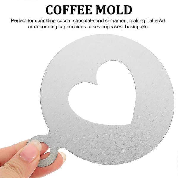 Cakesicles Form Kaffeschabloner Set Kaffemall Schabloner Kaffemålningsschabloner Hjärtformad Schablon Silver