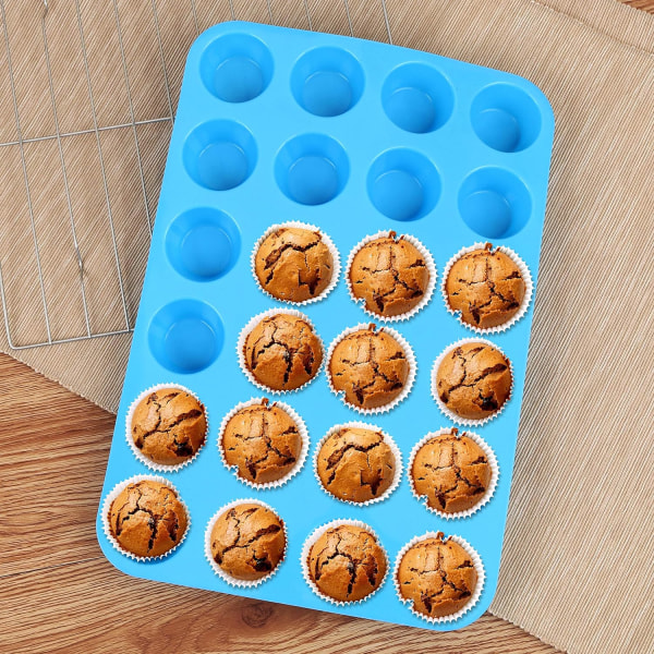 Pak fødevaregodkendt silikonemuffinsforme til 24 muffins