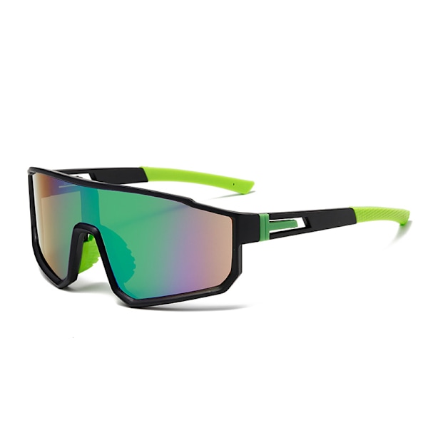 Uudet eurooppalaiset ja amerikkalaiset yksiosaiset pyöräilylasit miehille ja naisille, tuulenpitävät aurinkolasit ulkoiluun, UV-suoja Black frame green film