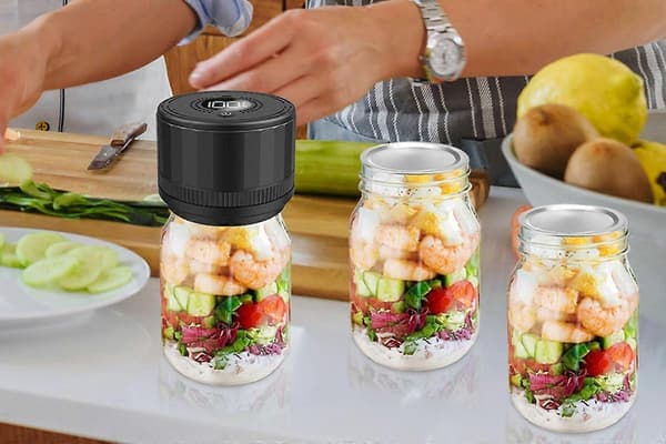 Elektrisk Mason Jar Vakuumforsegler Sæt til Madopbevaring og Konservering Black One Size