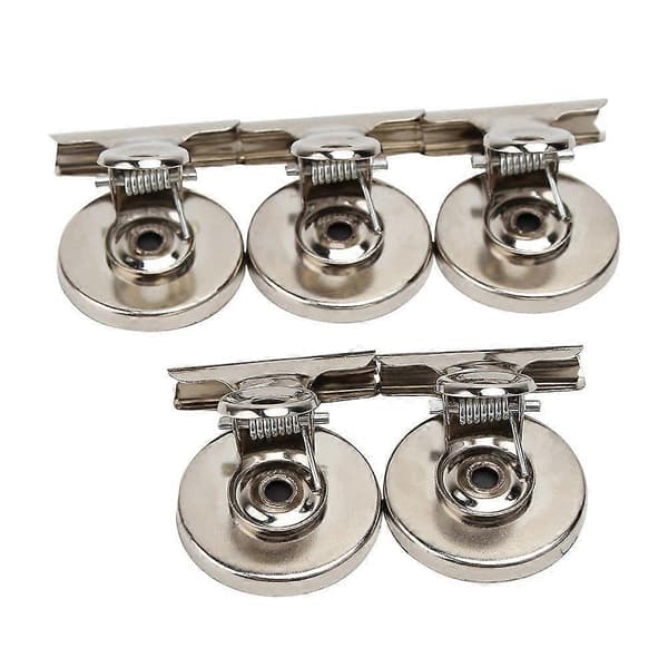 5 stk kjøleskapsmagnetklips meldingsnotatholder grep magnetisk hjemmekontor metall Silver