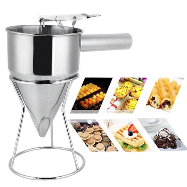 Pannkagedej Dispenser i Rustfrit Stål med Stativ til Kager, Donuts, Cupcakes, Pannkager, Bagning