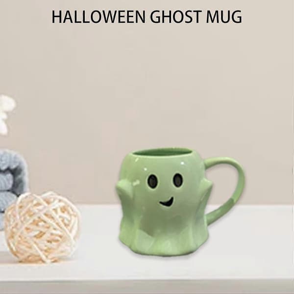 Halloween Spøkelseskopp, Keramisk Spøkelseskopp, Spøkelseskaffekopp, Søt Spøkelsesmønsterkopp Green