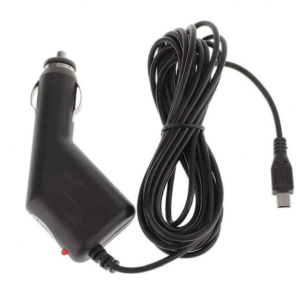 Mini USB-billaderadapter, universell strømkabel, billader, strømadapter for bærbart elektronisk tilbehør, GPS-navigasjon (ca. 3 m)