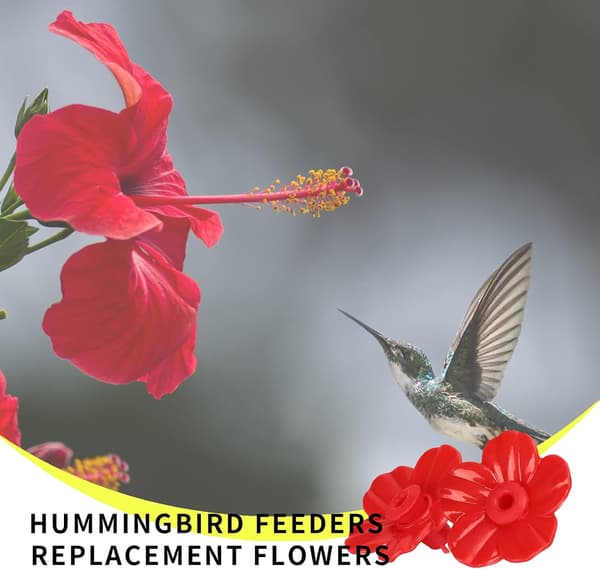 30 STK Kolibri Foderautomater Erstatningsblomster, Farverige Kolibri Foderautomat Erstatningsdele til de fleste Kolibri Foderautomater (Rød)