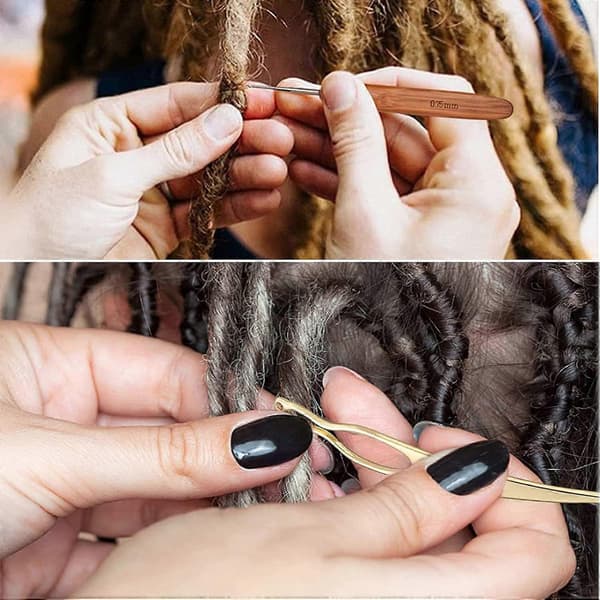 Dreadlock hæklenål, 100 stk. dreadlocks hårring, 5 stk. låsehæklenåle, dreadlocks hæklenål