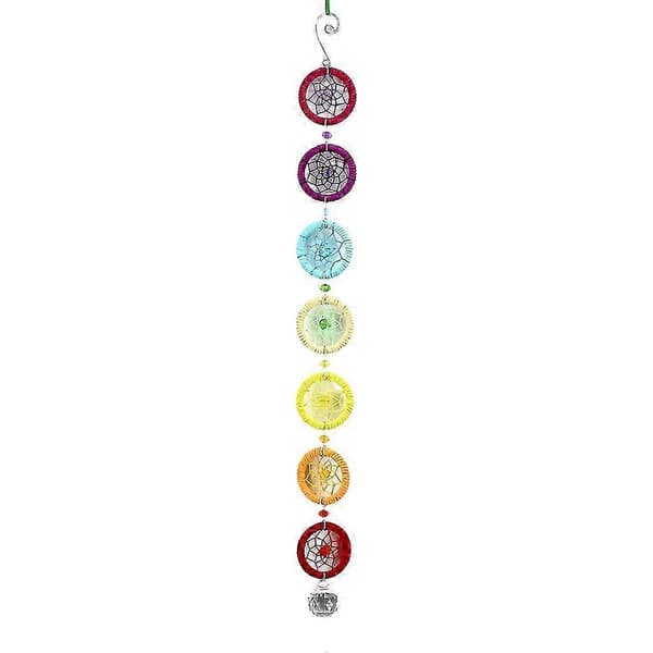 Chakra Drømmefanger med 40 mm Krystal Lysekrone Kugle Prisme Solfanger Håndlavet