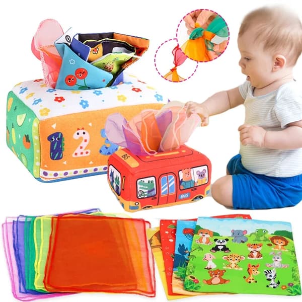 Montessori babyboks, babyleker, magisk bleieboks, sensoriske utviklingsleker for babyer
