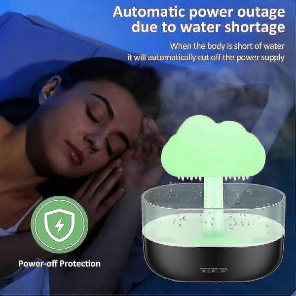 Regnsky-luftfugter Vanddryp 200ml, Led Sky Regn Aromaterapi Æterisk Olie Diffuser Natlys 7 Farver Afslappende Sengelampe black