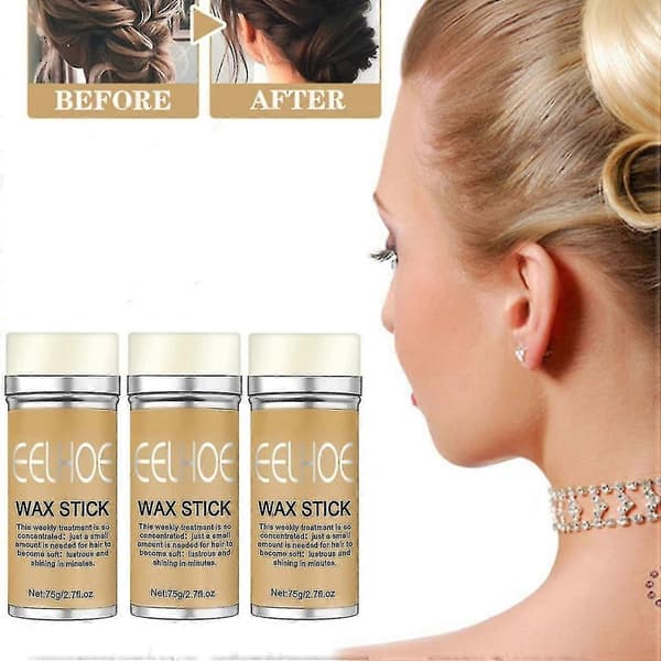 3 stk Styling Wax Stick Collection Broken Hair Artifact Hårvoks Stick Profesjonell Menn Og Kvinner Hårstyling Tilbehør