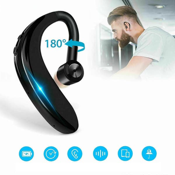 Bluetooth-hodesett, trådløst Bluetooth-ørepropp Black