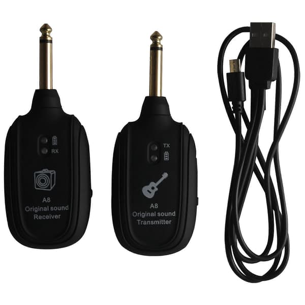 UHF trådløst gitarsystem sender mottaker innebygd oppladbart Black