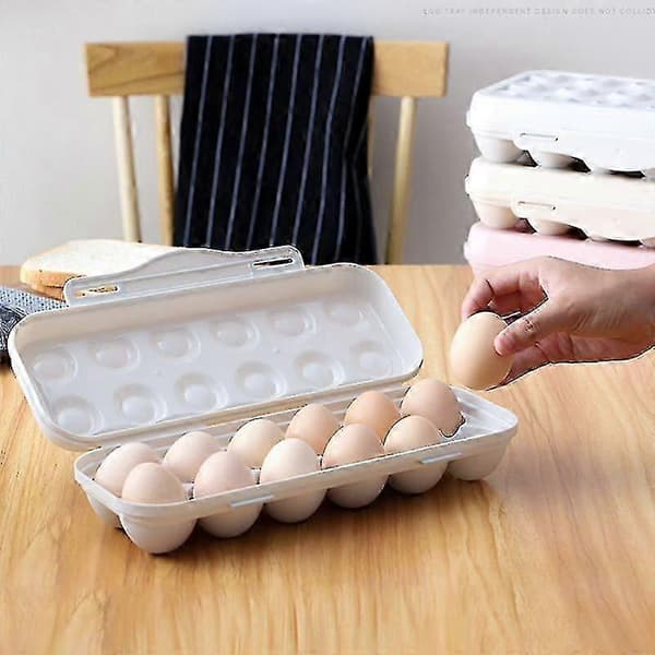2025 12-äggs plastförvaringslåda med lock lämplig för kylskåp och utomhusbruk Gray