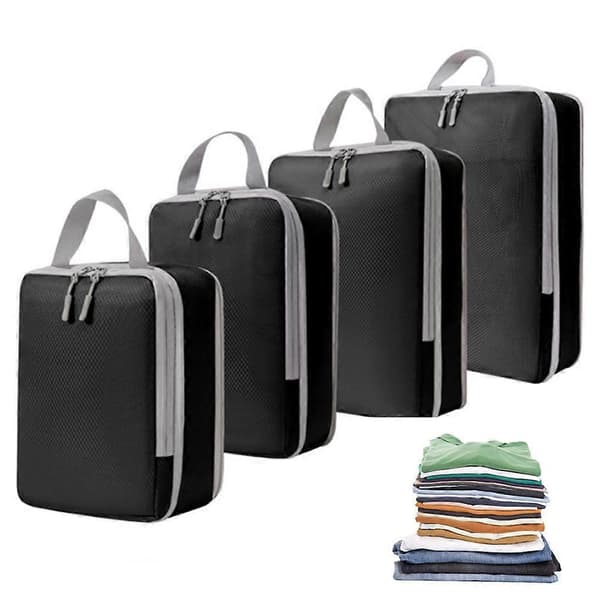 4 stk. opbevaringsposer Kompression Rejsepakke Organizer Opbevaringsboks Black One Size
