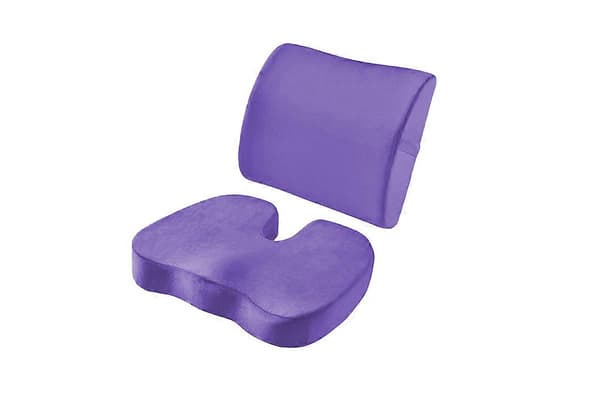 Sædepude og lændestøttepude i memoryskum til kontorstol og bil Purple One Size