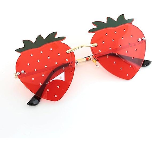 1Pack Funny Frameless Strawberry Shape Sunglasses Cute Fruit Glasses for Women Men Girls Costumes Party Christmas