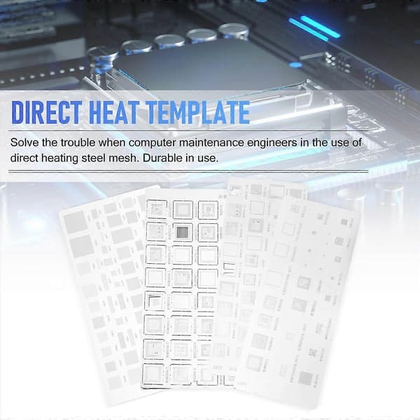 4PCS Universal BGA Stencil för MTK MSM Samsung Huawei Xiaomi iPad CPU RAM PM Power IC Reball Pin Dir