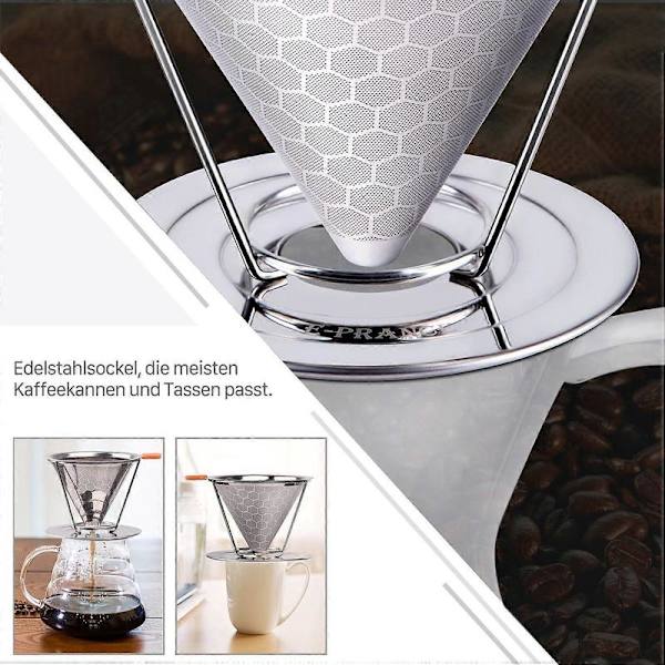 Permanent kaffefilter Återanvändbara handfilter i rostfritt stål