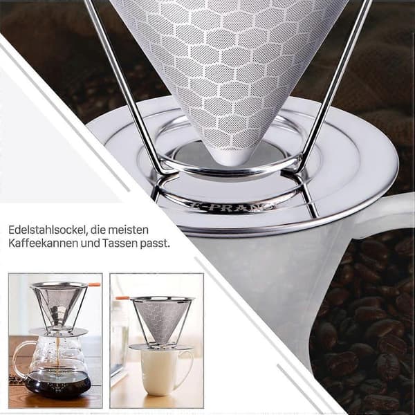 Permanent kaffefilter Gjenbrukbare håndfiltre i rustfritt stål