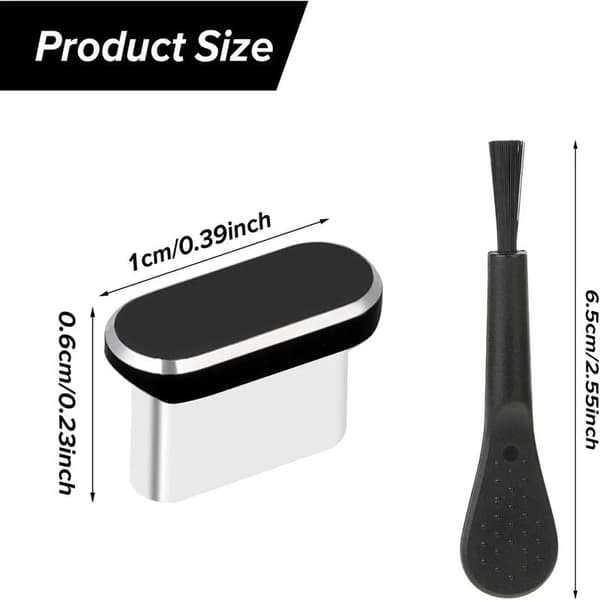 Gold USB-C Port Protector with Cleaning Brush, 4-pack Gold