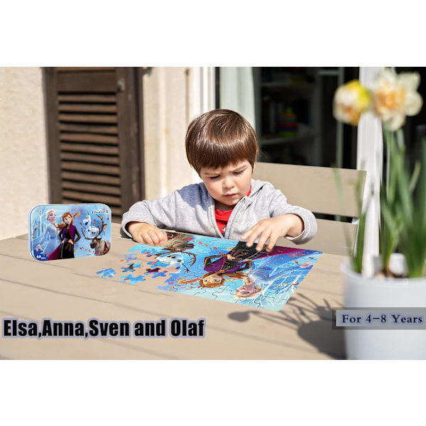 Puslespill for barn i alderen 4-8 år, 60 brikker Frozen puslespill leker for jenter og gutter, pedagogiske puslespill leker - Anna, Olaf og Elsa leker