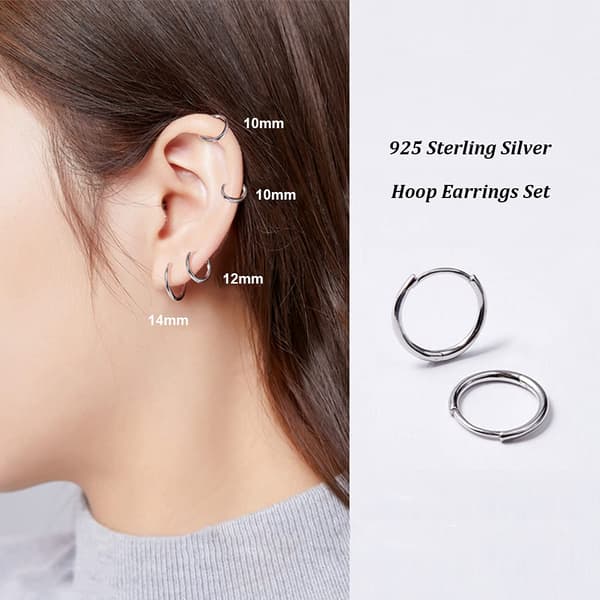 Silver Hoopörhängen 925 Örhängen för Kvinnor 925 Sterling Sil