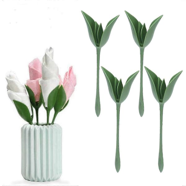 Servietholdere 4-pak Blomsterform Plastik Servietstativ til Hotel Restaurant Bryllupsbordarrangement