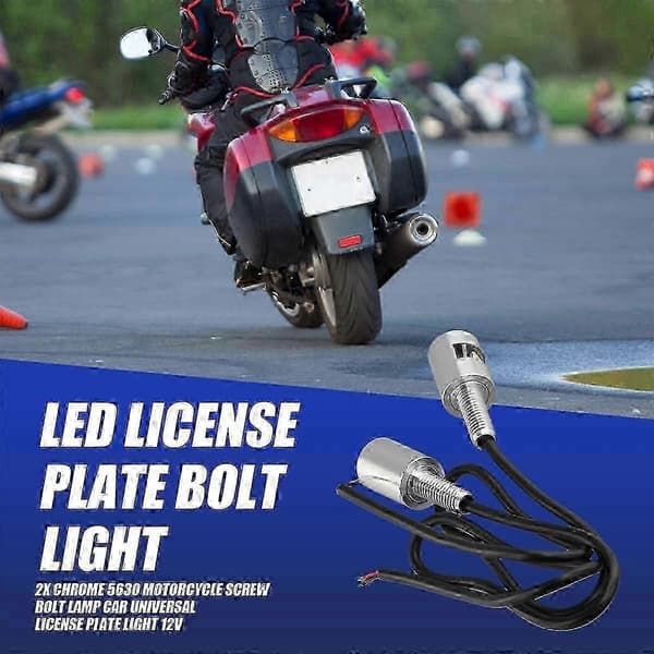 Vattentät registreringsskyltsbelysning för motorcykel, 12V universell LED-par Black