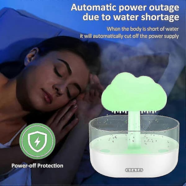 Regnsky-luftfukter vanndråpe 200 ml, LED-skyregn aromaterapi eterisk oljediffuser nattlys 7 farger avslappende nattbordslampe white