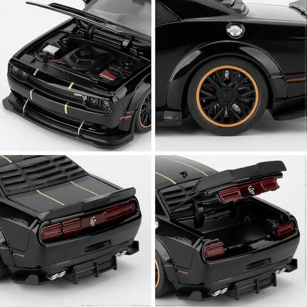 Gave 1/32 Dodge Hellcat Modelbiler Trykstøbt Legeringslegetøjsbil med Lyd- og Lysfunktioner Samleobjekt Træk-tilbage-køretøj