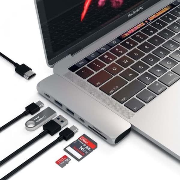 HUB Aluminium adapter Macbook 7-i-1 Type-C til 1x USB-C P