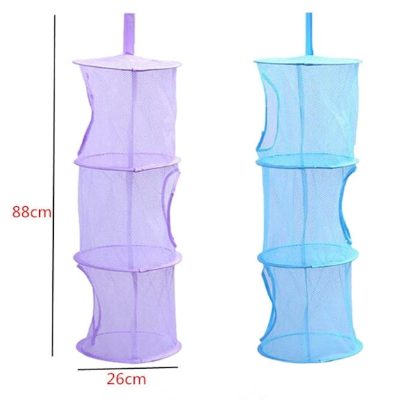 Hengende Oppbevaringspose 3-Lags Mesh Barneromsorganisator Baderom purple