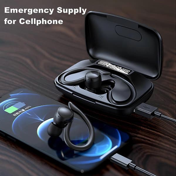 T82 Trådlöst Bluetooth-headset TWS Öronkrok Sport Vattentätt Bluetooth-headset Svart