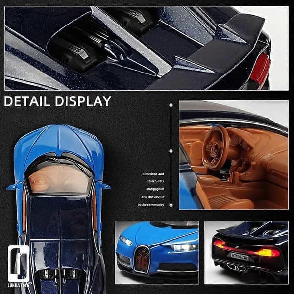 1/32 Bugatti Chiron Sportsvogn Metal Legetøj Legeringsbil Trykstøbte & Legetøjsbiler Bilmodel Lyd