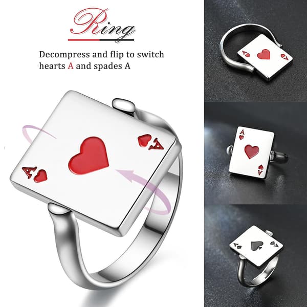 Fidgetringer for kvinner og menn Reversible spar ess spillekortringer