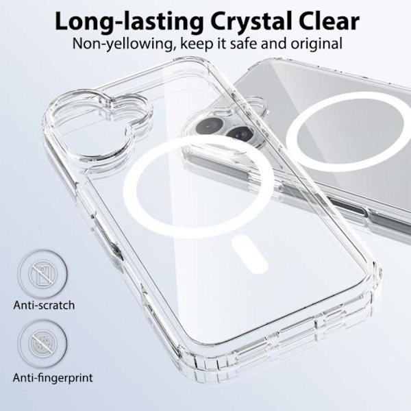 iPhone 16-cover med magnetisk ring + 2 skærmbeskyttere i hærdet glas og 2 bageste kamerabeskyttelsesskærme Pink