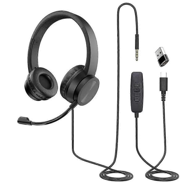 USB-headset med mikrofon til callcenterkontor, Skype-chat