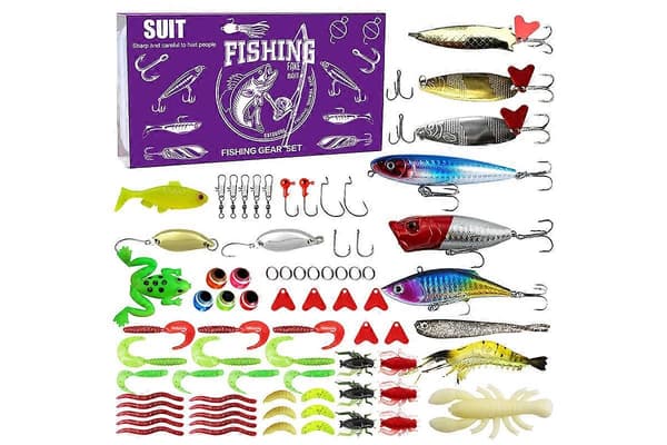 Fiskegrejssæt Lokkemad Tilbehør til Bas, Ørred, Laks - Lilla Purple One Size