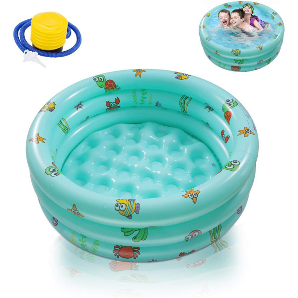 Oppblåsbart svømmebasseng 3 ringer, rundt oppblåsbart plaskebasseng Oppblåsbart badekar Barnebasseng innendørs og utendørs 100 cm * 27 cm