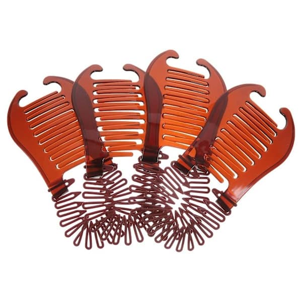 4 st Interlocking Banana Combs Hair Clips Braid Tool Bendable Hair Extensions for Women