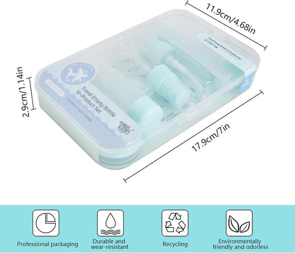 Reseflaskor i silikon 10-pack, Mezzar påfyllningsbart reseflaskset, flygplansresekit reseflaskor för gel, schampo, lotioner och vätskor