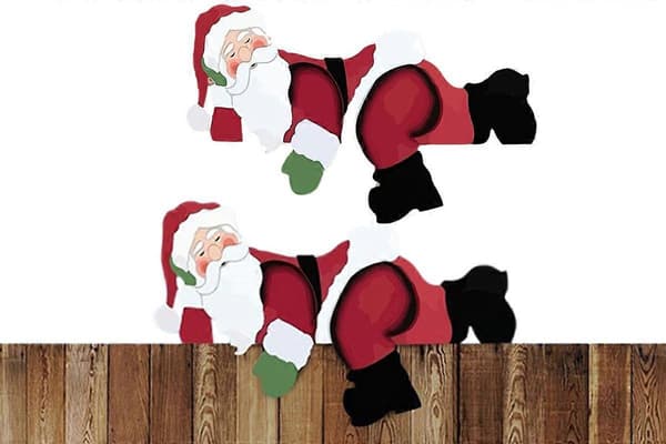 2 st julstaketdekoration tomte som kikar trädgård utomhusskylt Red One Size