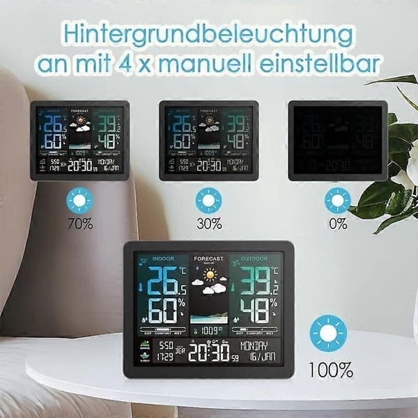 Väderstation. Professionell multifunktionell elektronisk klocka. Temperatur. Luftfuktighet. Barometer. Klåda. Fas