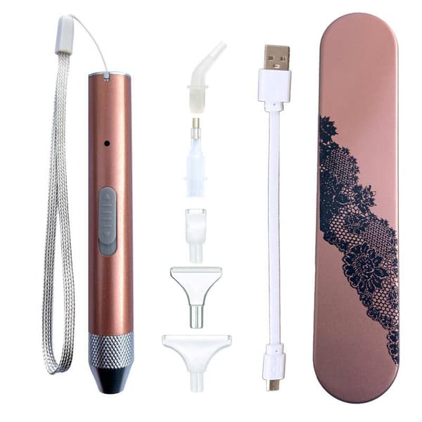 Guld diamantmaleri pen spids borepen med lys 5D DIY Diamon