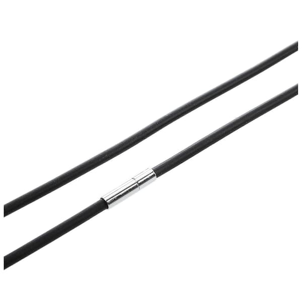 2 stk 3 mm sort gummihalskæde med rustfri stållukning - 24 tommer Black