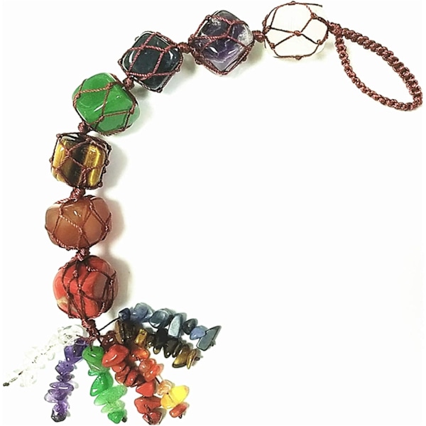 7 Chakra Krystallsteiner Hengende Ornamenter for Vindu Bil Hjemmeinnredning, Romdekor, Naturlige Steiner Helbredende Vegg Henger Edelstener No.1-7 Chakra