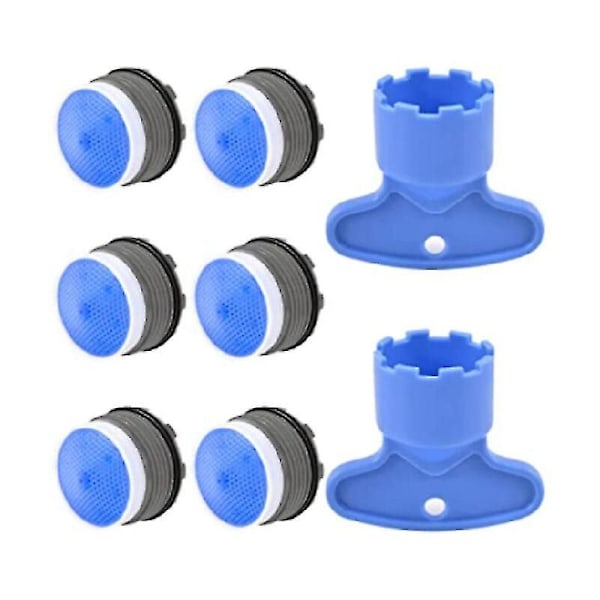 6 stk M18.5 Buffer Kranlufter + 2 stk Aerator Fjerner Nøkkelverktøy, Bad eller Kjøkkenutskifting 18.5 mm Plug-in Begrenser, og Bufferlufter