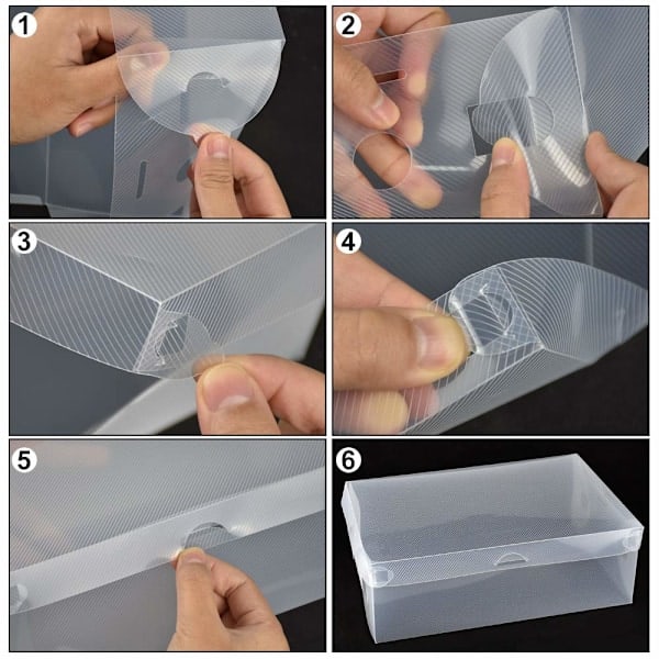 20-pack skokartonger, stapelbara skoförvaringslådor, plastskokartonger, hopfällbara skokartonger, transparent skoförvaring, platsbesparande skohylla