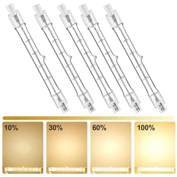 5-pack R7S 118mm 300W 230V, R7S Linear Halogen Bulb, Dimmable Halogen Lamp for Construction Work Landscape Lighting